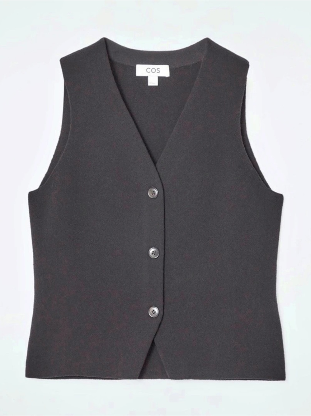COS Buttoned Boiled-Wool Vest Women's V-Neck Black XS